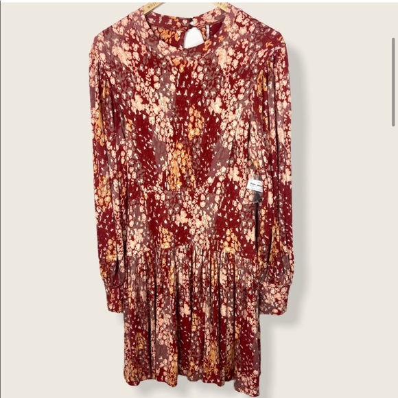 Free People Heartbeats Red Mini Dress Rust Boho - Picture 4 of 14